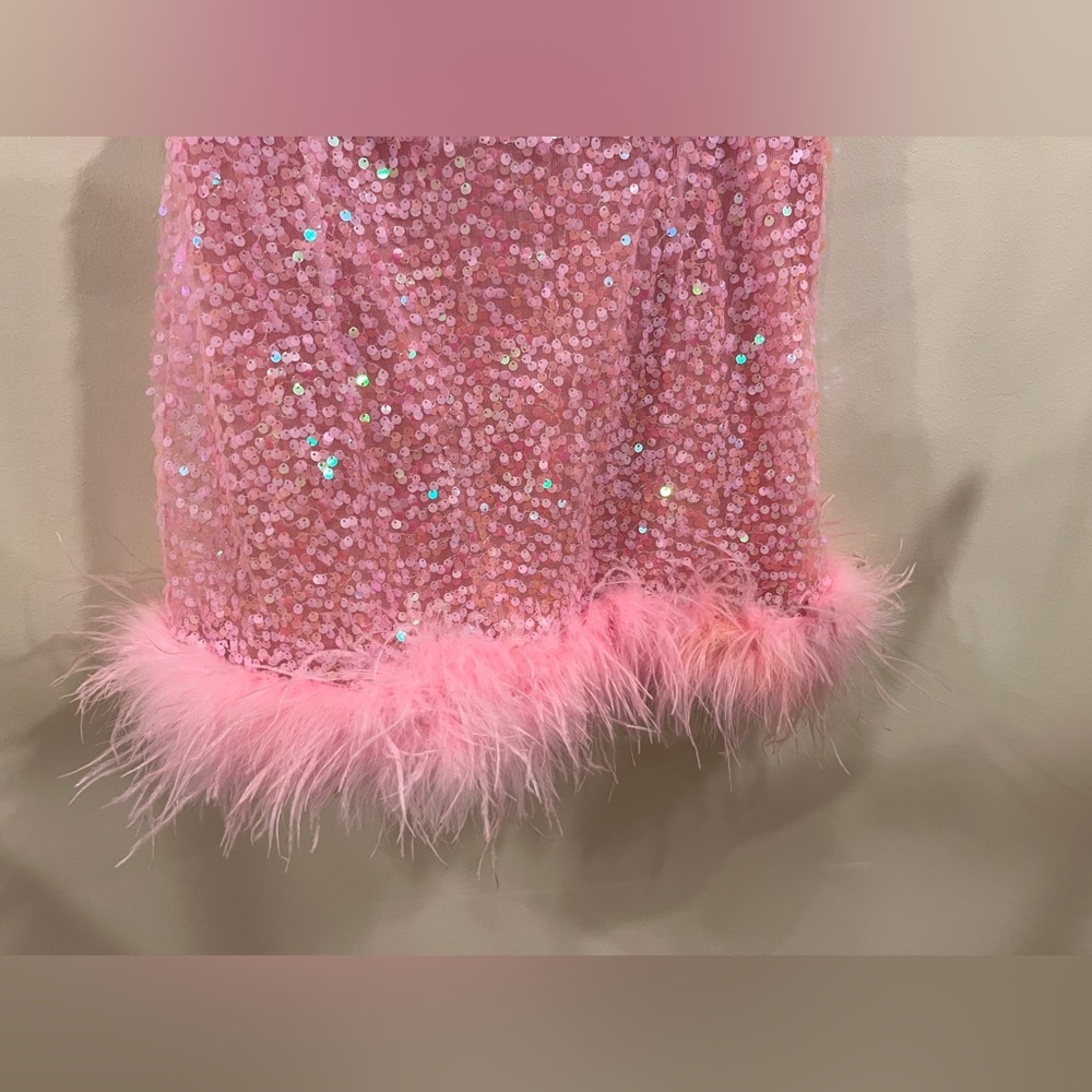 Judith March Glittering Pink Feather Mini Skirt - Picture 4 of 4